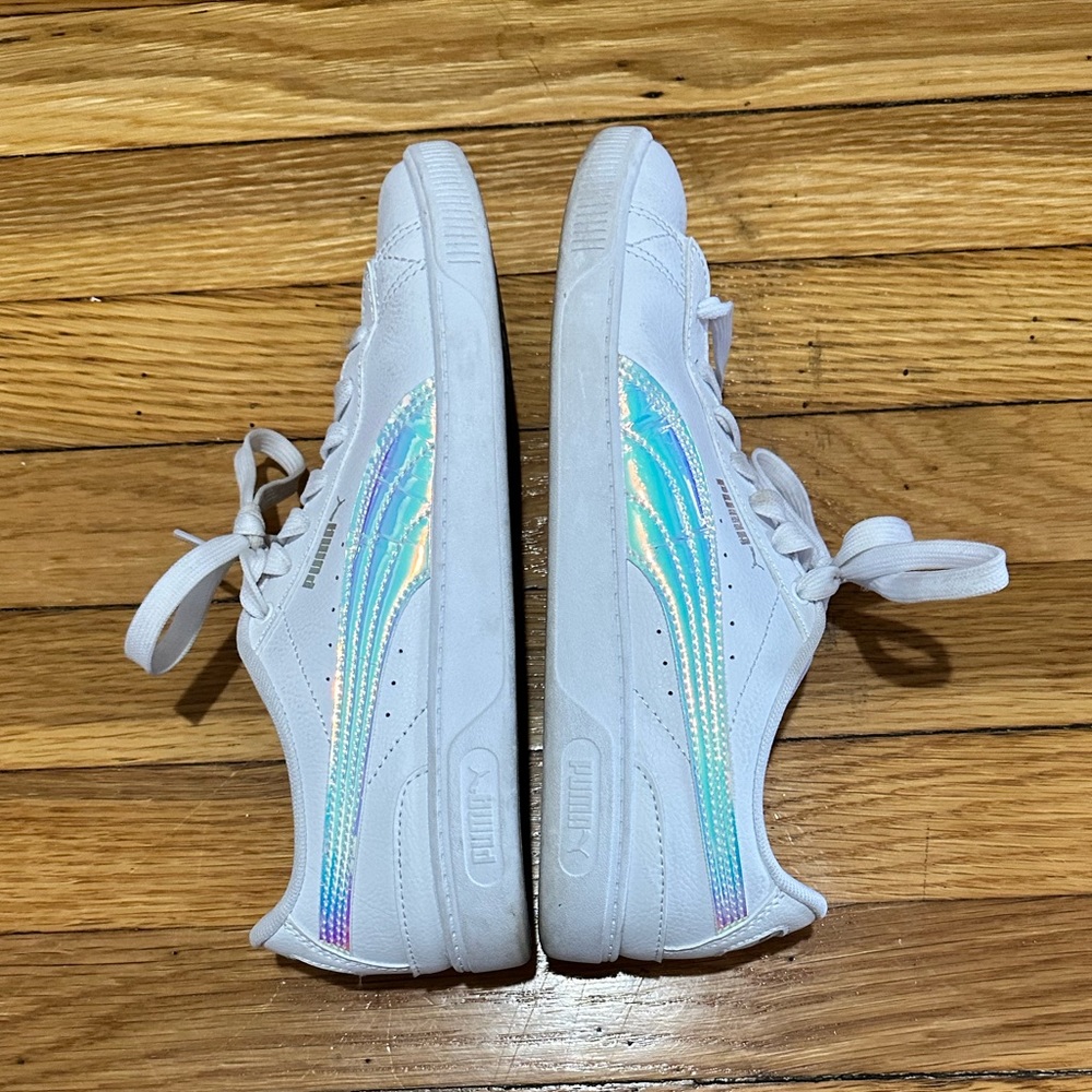 White Puma Sneakers with Iridescent logo